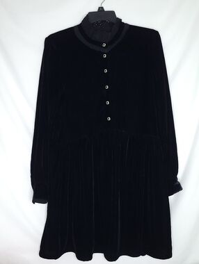 THE KOOPLES Black Velvet Stand Collar Mini Dress  Size 2 (US-MEDIUM)